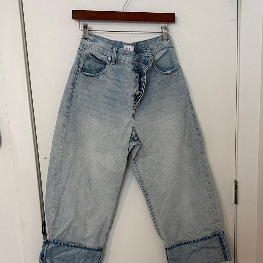 pistola Light Blue Boyfriend Jeans with Button Fly